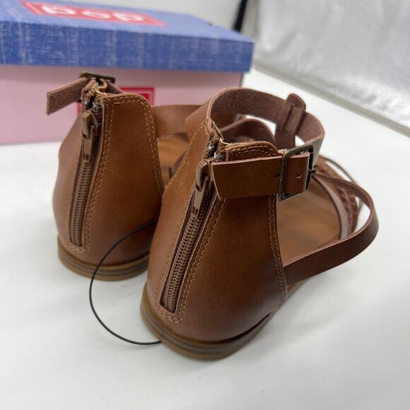 Pop Womens Traffic Ankle Strap Flat Sandals Cognac Sooth Brown Size 11M - Picture 7 of 9